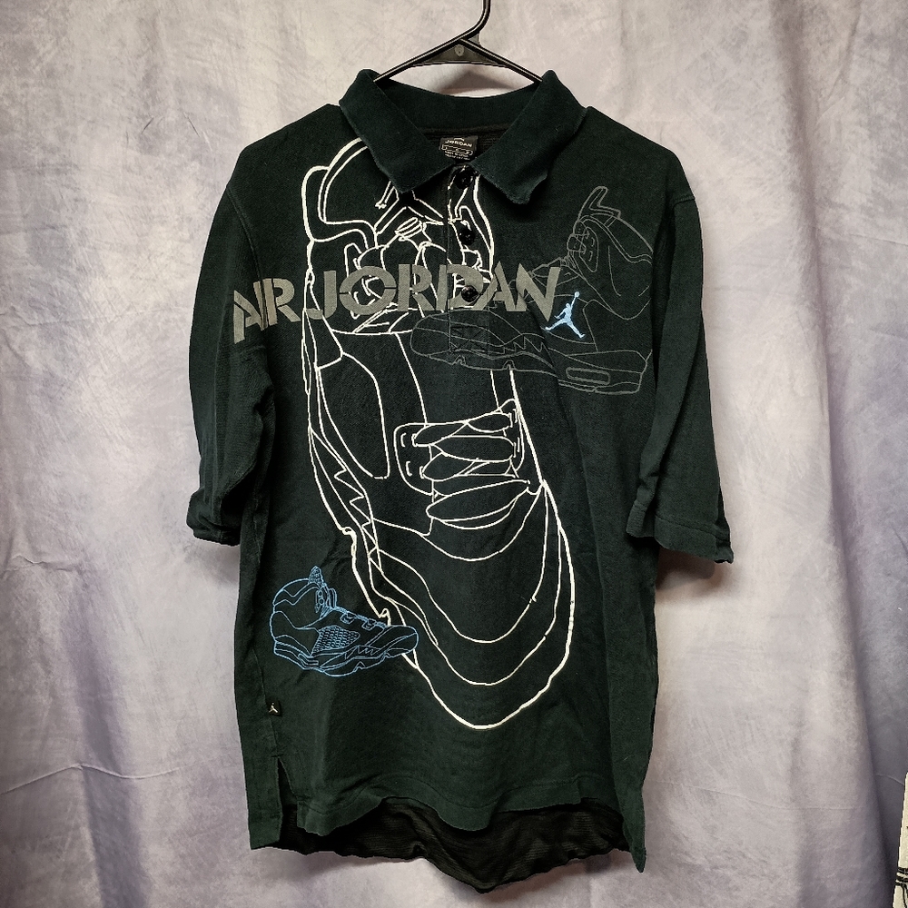 Vintage Air Jordan Polo Jumpman Sneaker Graphic Size Large